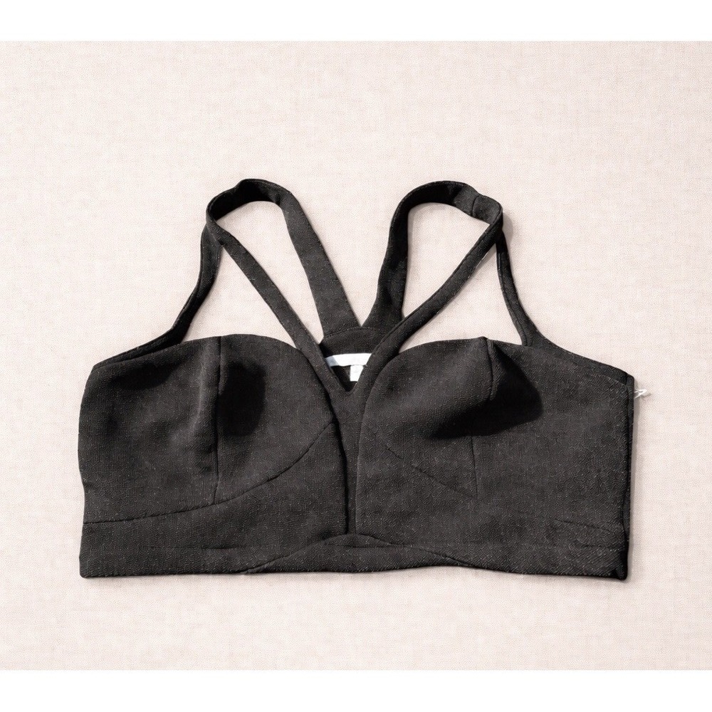 Charlotte Russe Black Criss Cross Back Side Zip Crop Tank Top Sz Small